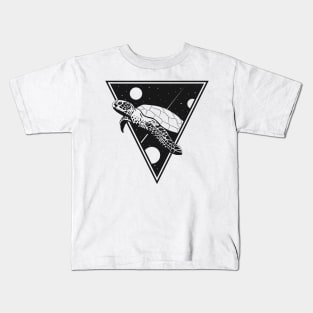 Space Turtle Black Kids T-Shirt